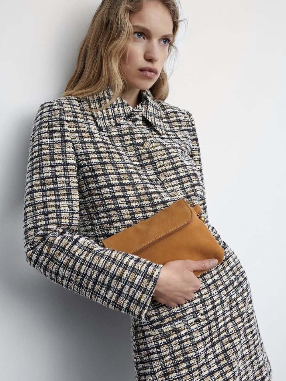 MNG Suede Leather Crossbody Purse